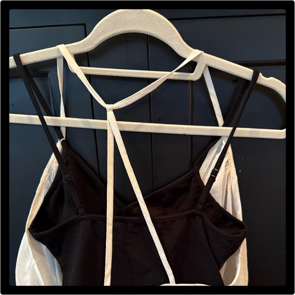 ❤️NWOT Free People Two Layer Strapless Black w/ White overlay Bodysuit Small❤️ - Picture 7 of 9